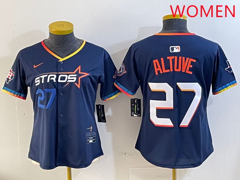 Women Houston Astros #27 Altuve Drak Blue Fourth generation Joint Name 2025 Nike MLB Jersey style 4
